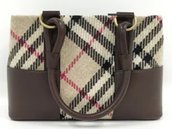 Burberry Handbags - Burberry beige handbag check wool brown leather Nova dark